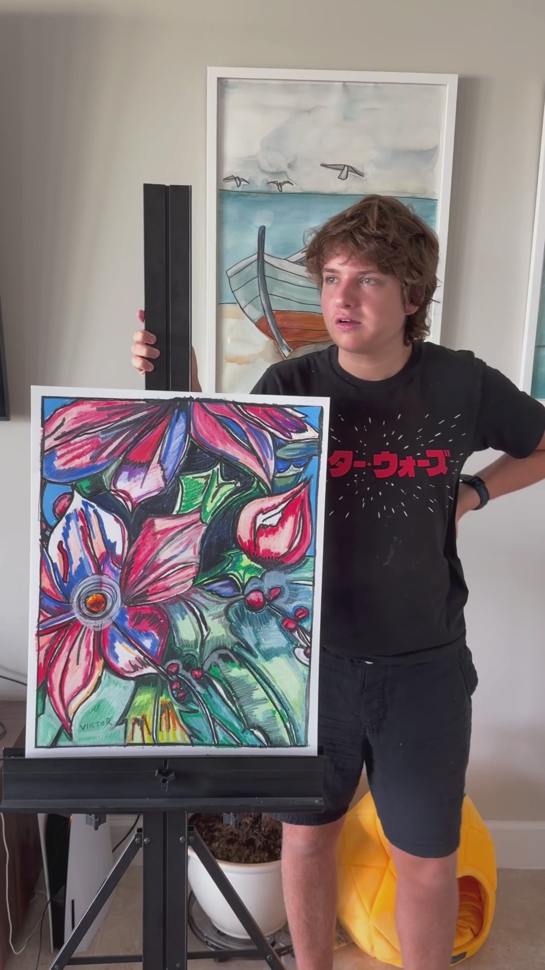 Holiday Arrangement - ORIGINAL OIL PASTEL ARTWORK - 19x24"(video attached)