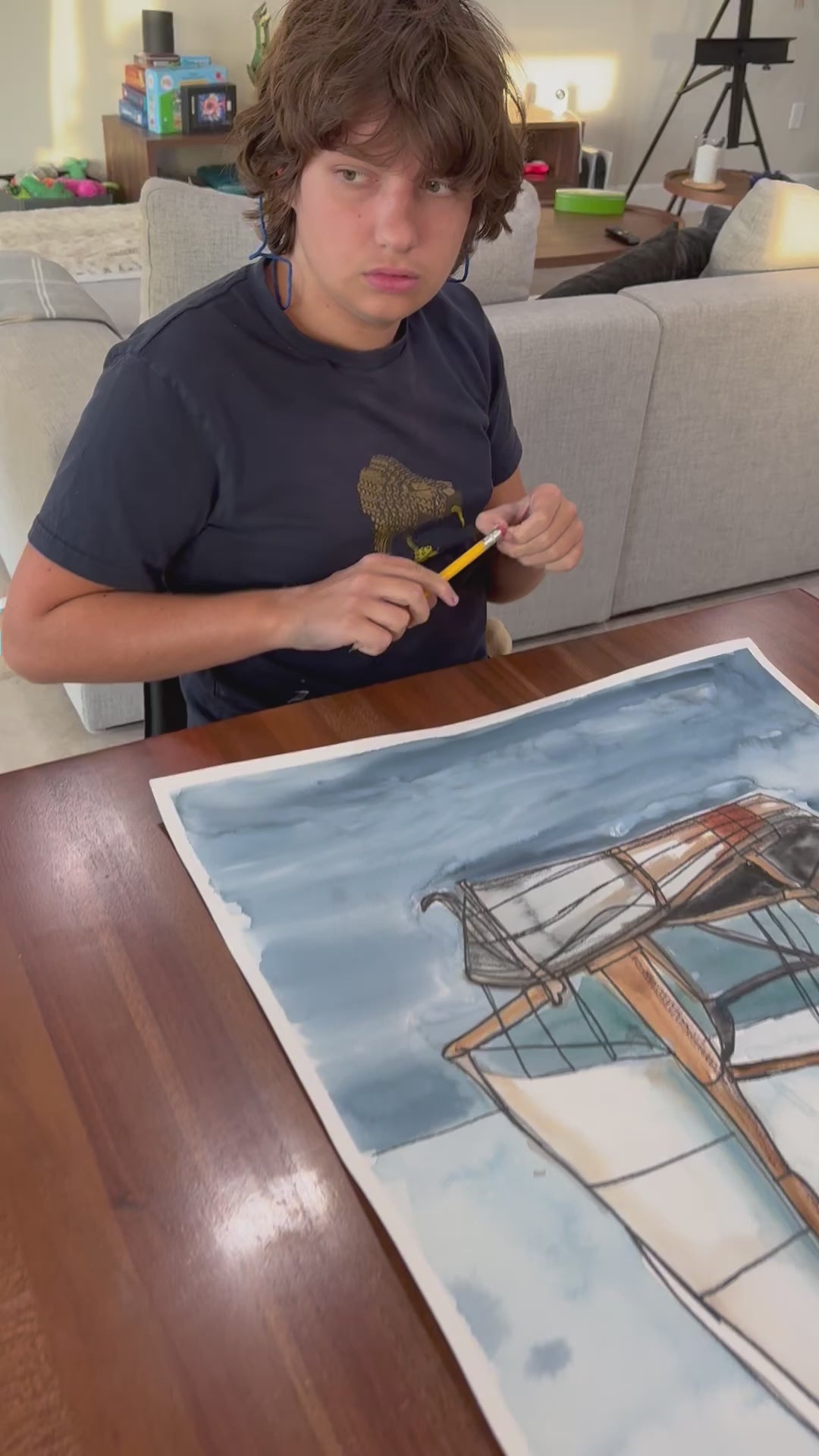 Sailboat I - ORIGINAL Watercolor artwork 22x30” (video attached)