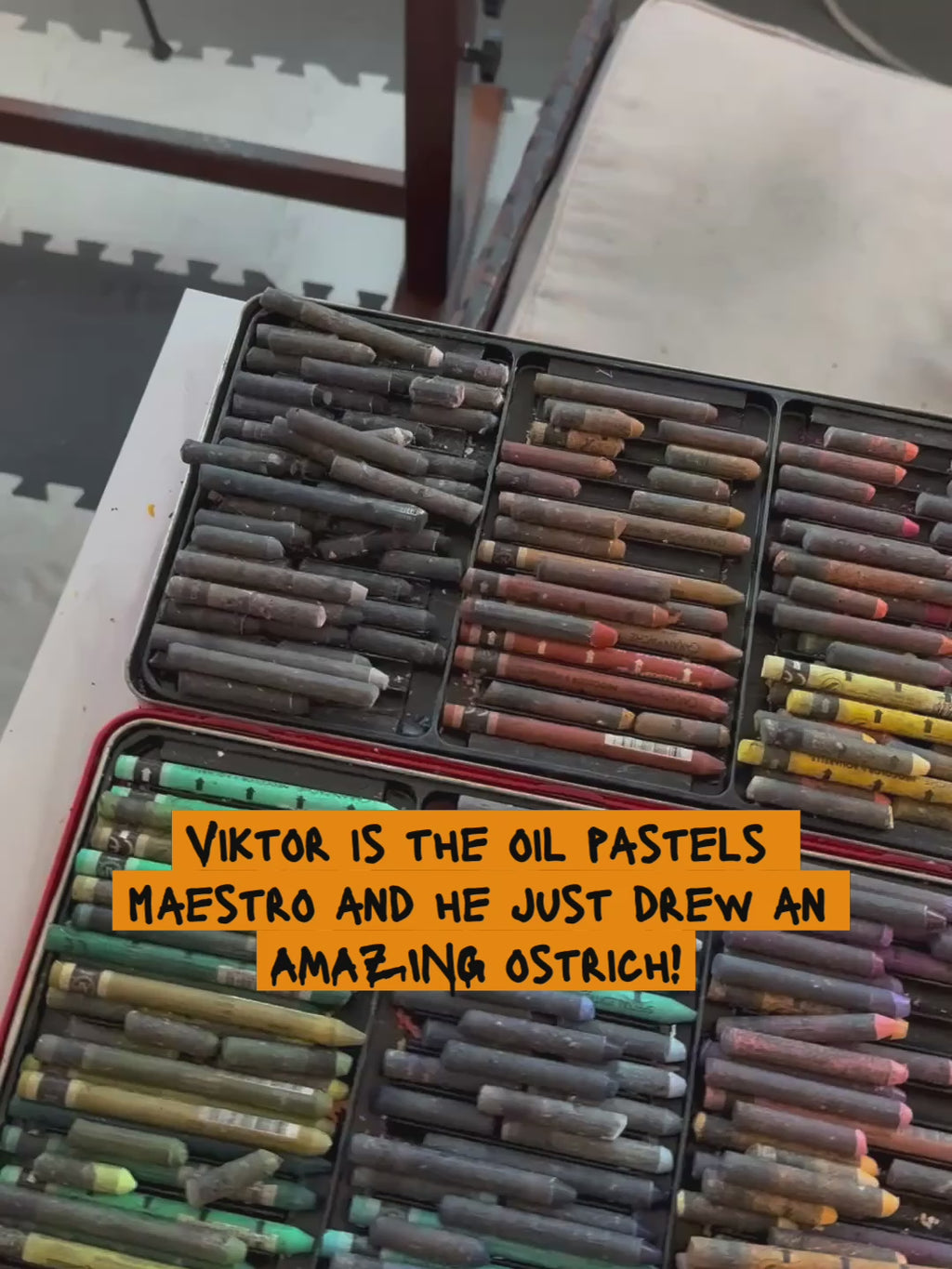 Fitness Duck - ORIGINAL OIL PASTEL ARTWORK - 19x24" (video attached)