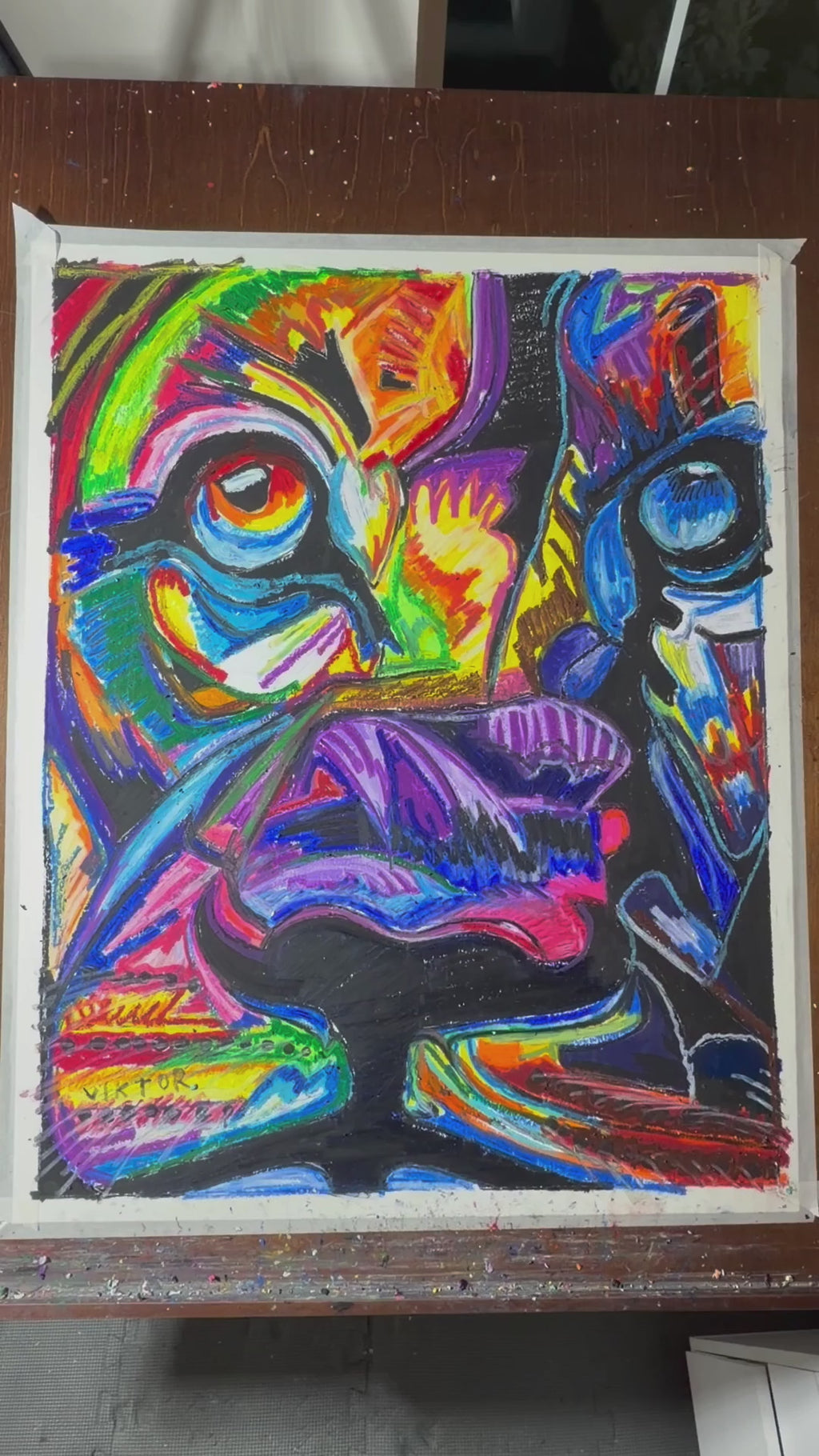 Faded Majesty - ORIGINAL OIL PASTEL ARTWORK - 19x24" (video attached)