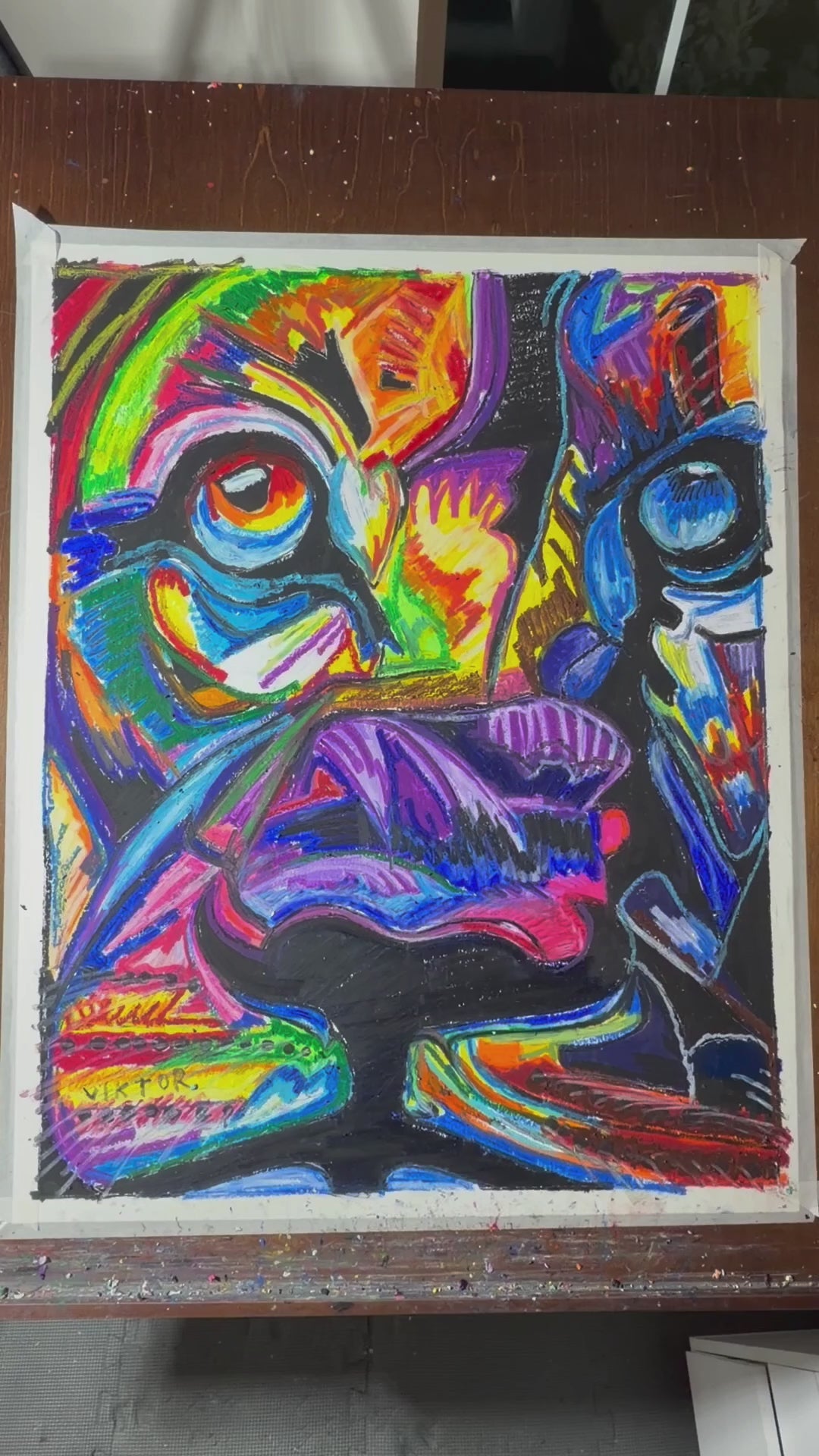 Faded Majesty - ORIGINAL OIL PASTEL ARTWORK - 19x24" (video attached)