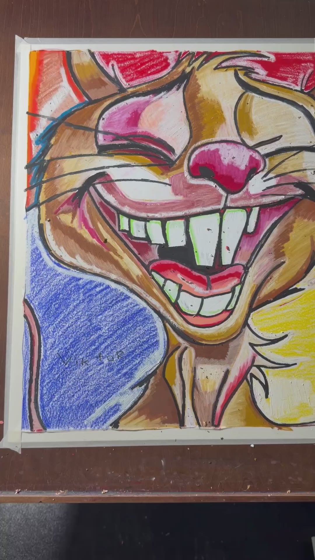 Cheese, Please! - ORIGINAL OIL PASTEL ARTWORK - 19x24" (video attached)