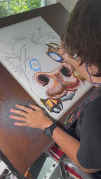 Cute Bull - ORIGINAL OIL PASTEL ARTWORK - 19x24" (video attached)