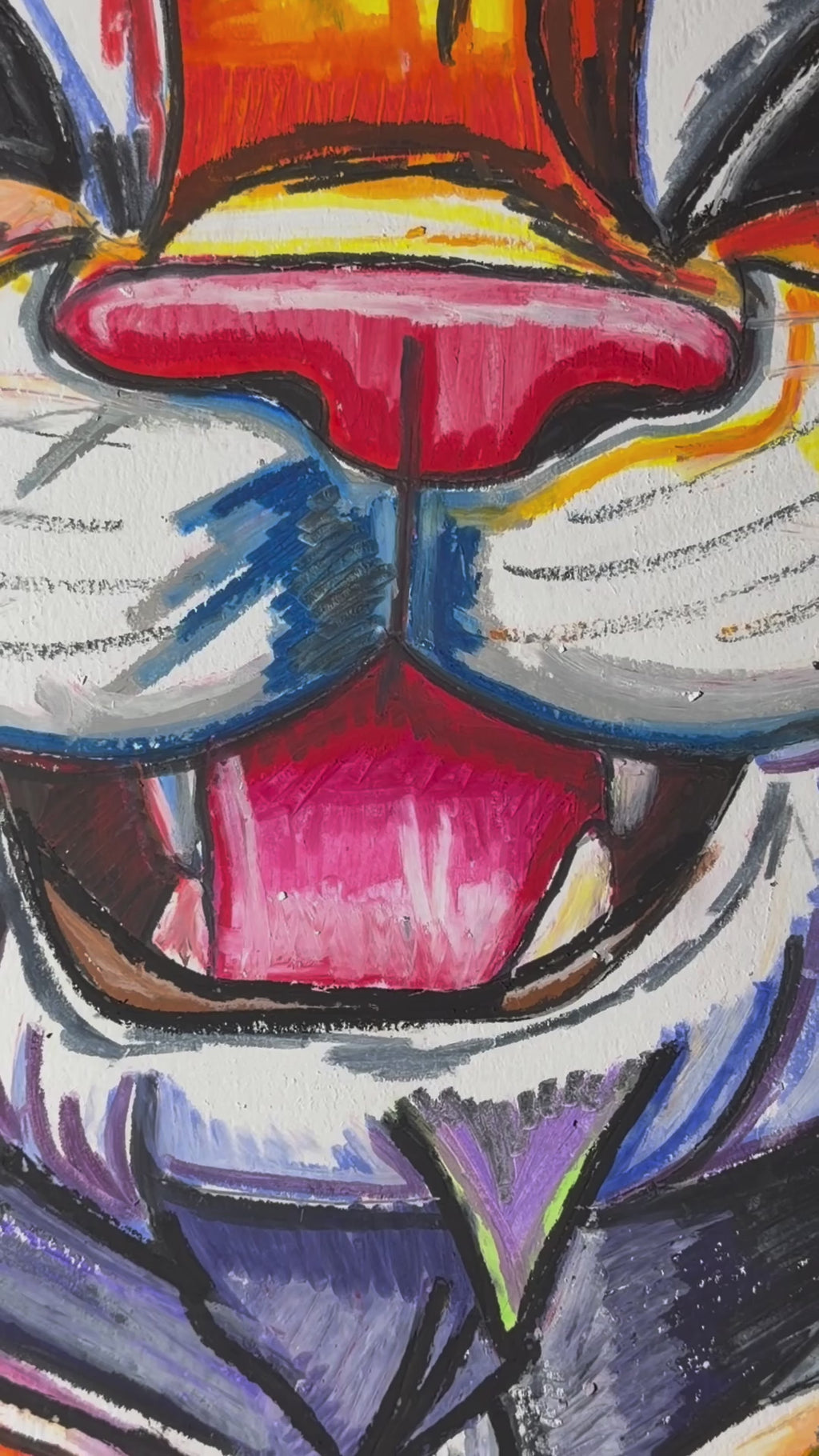 Stripy - ORIGINAL OIL PASTEL ARTWORK - 19x24" (video attached)