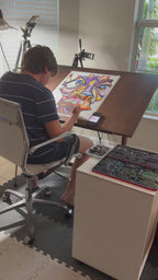Giraffa Violetta - ORIGINAL OIL PASTEL ARTWORK - 19x24" (video attached) (Copy)
