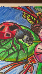 Ladybug - ORIGINAL OIL PASTEL ARTWORK - 19x24" (video attached)