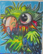 Feathered Frenzy - ORIGINAL OIL PASTEL ARTWORK - 19x24" (video attached)