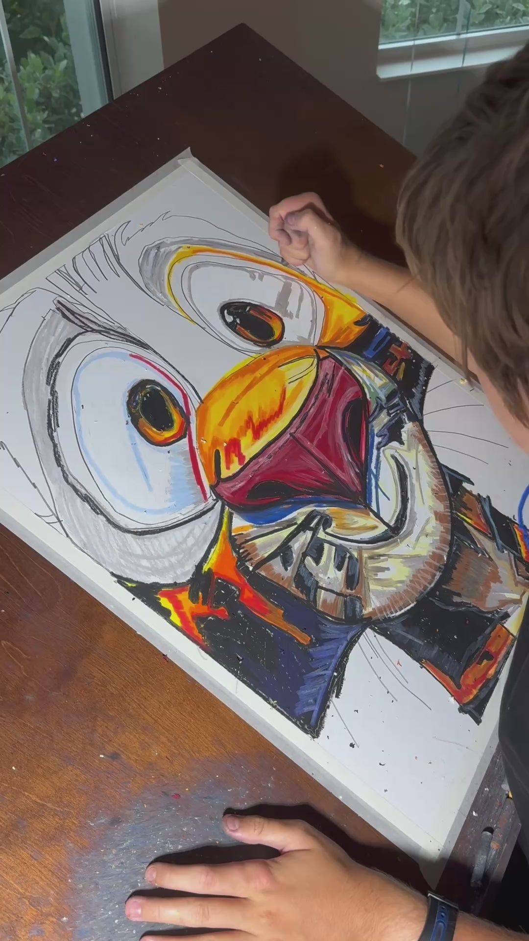 Cute Tiger - ORIGINAL OIL PASTEL ARTWORK - 19x24" (video attached)