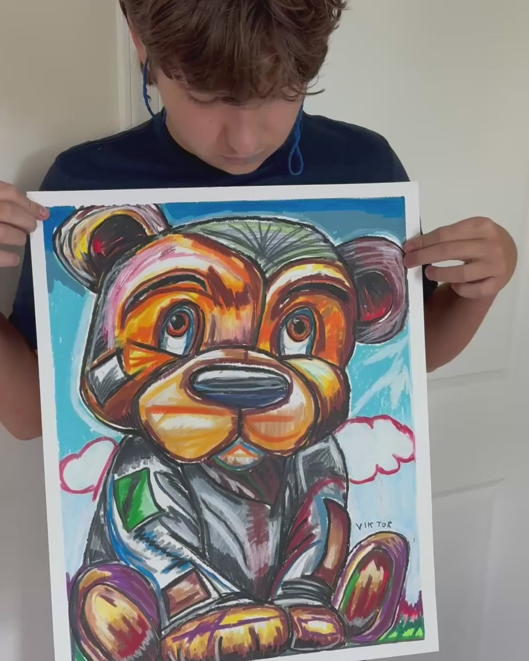 Fluffy - ORIGINAL OIL PASTEL ARTWORK - 16x20" (video attached)