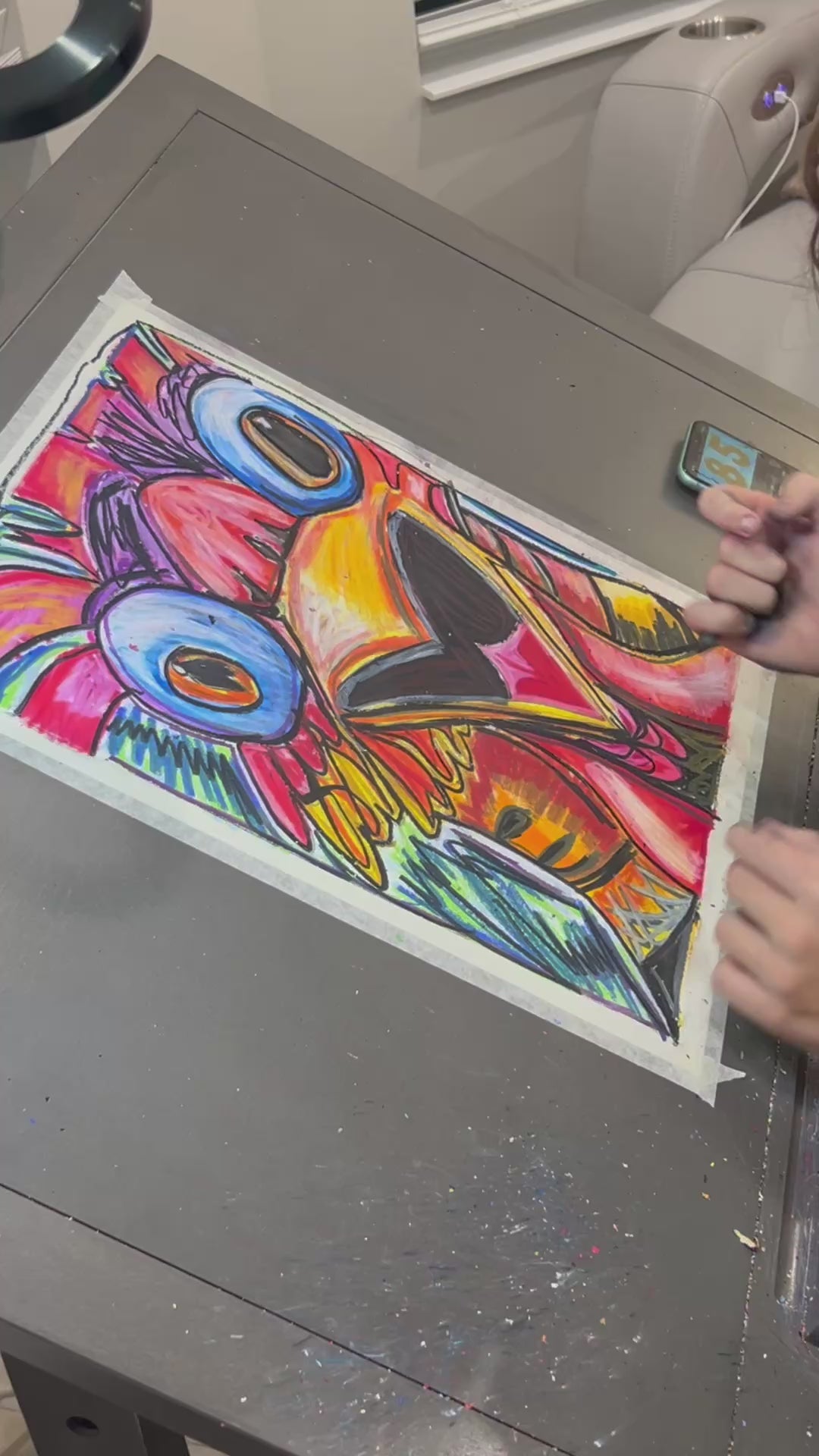 Crazy Rooster  - ORIGINAL  14x17”