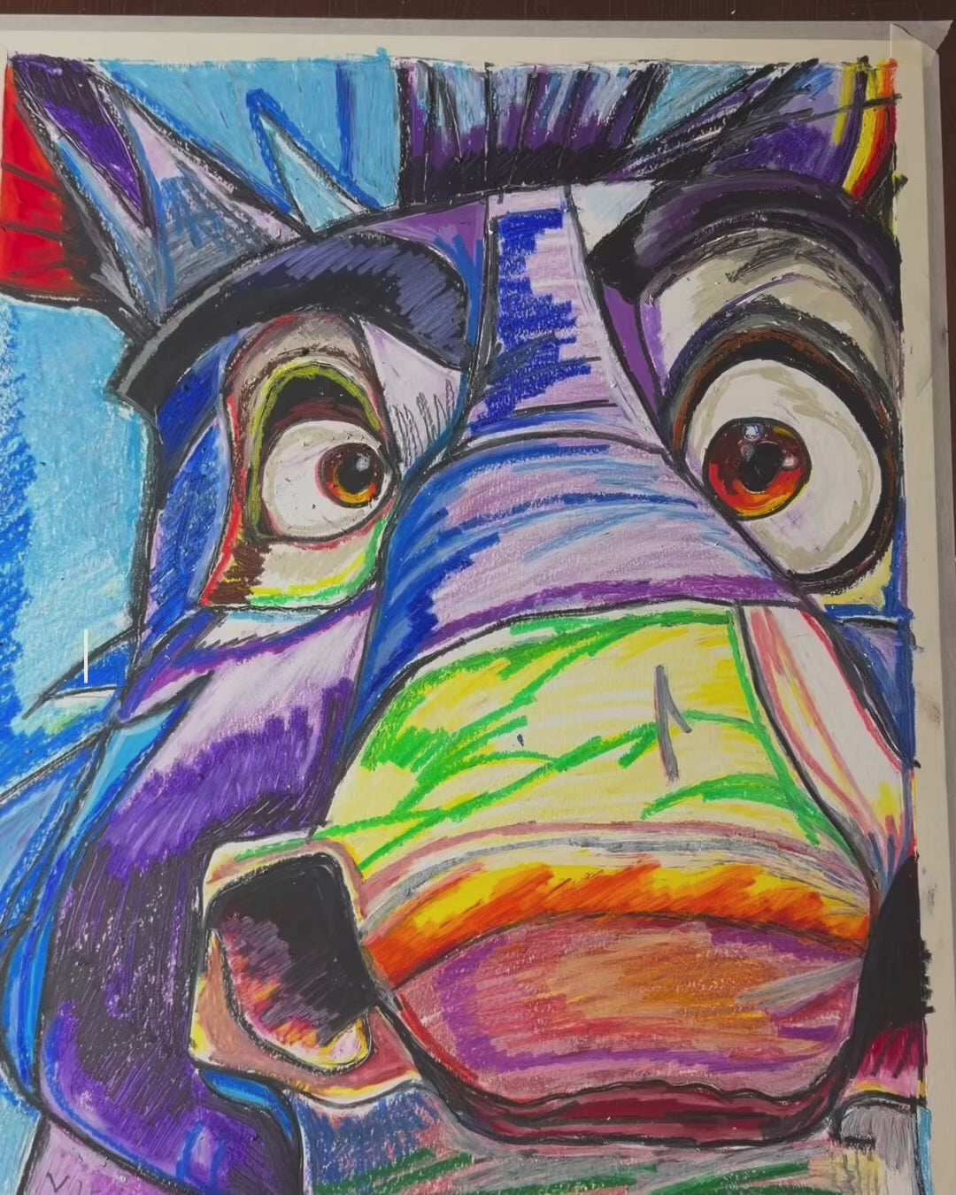 Donkey Delight - ORIGINAL OIL PASTEL ARTWORK - 19x24" (video attached)