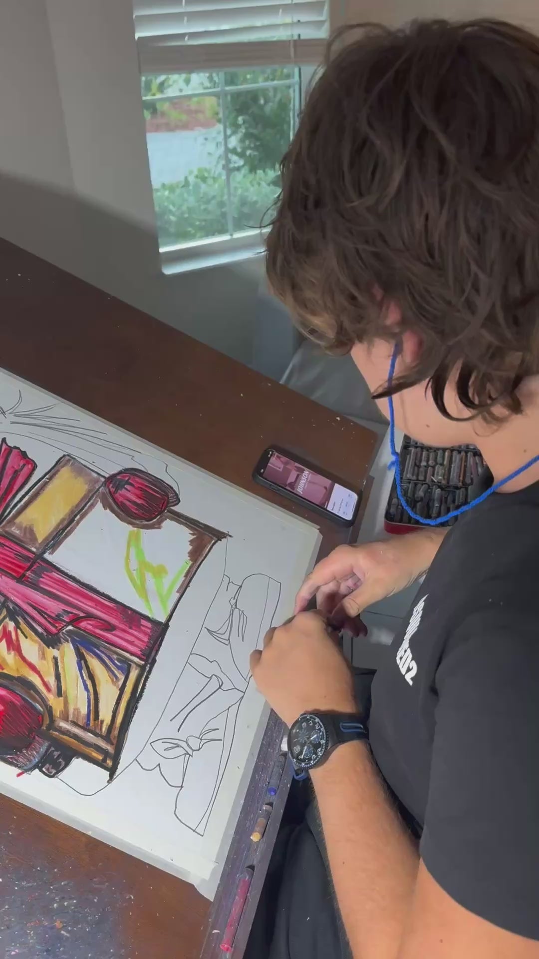 Gnome Holding A Gift Box - ORIGINAL OIL PASTEL ARTWORK - 19x24"(video attached)