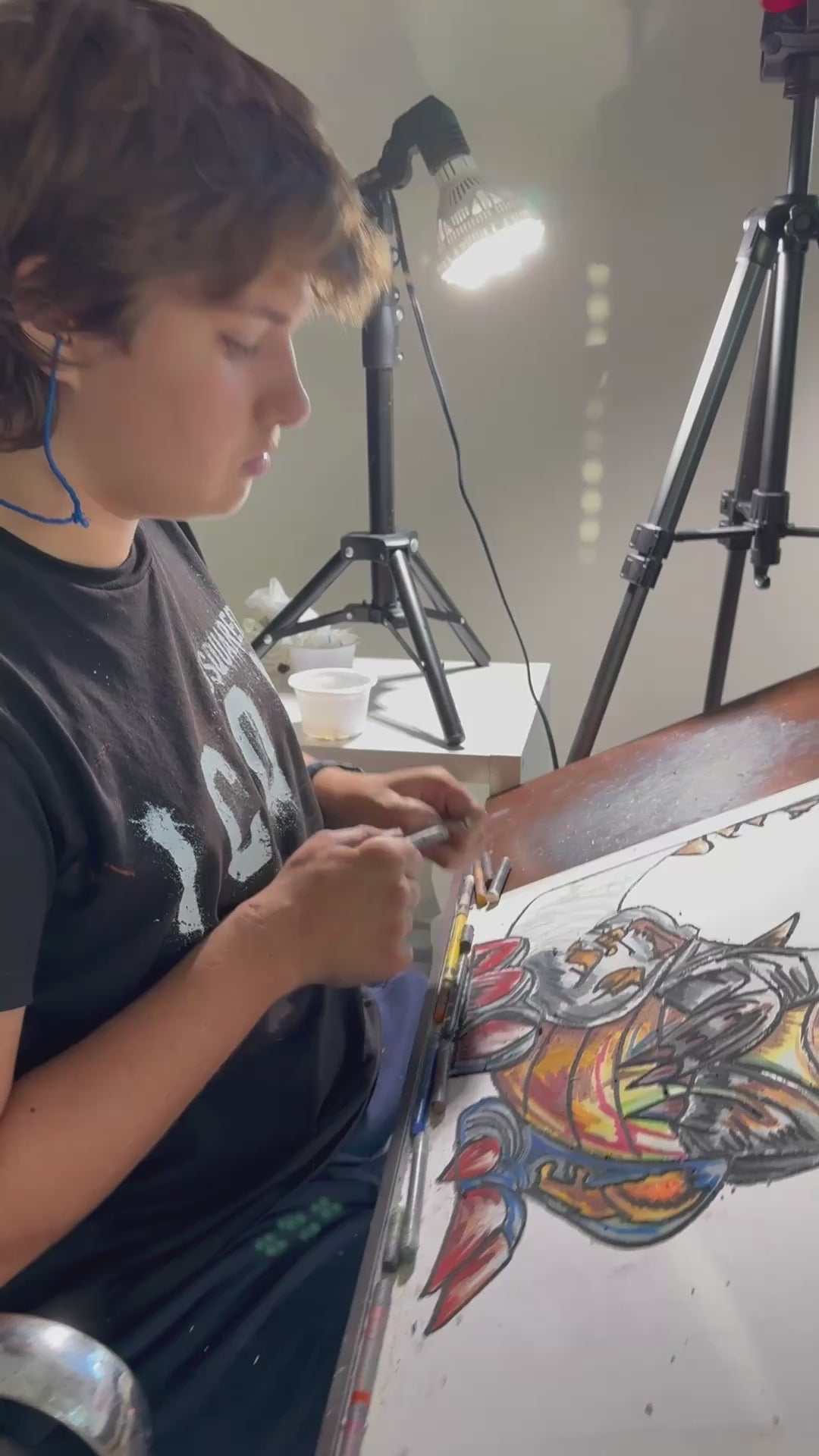 Cute Dino - ORIGINAL oil pastels artwork 22x30”