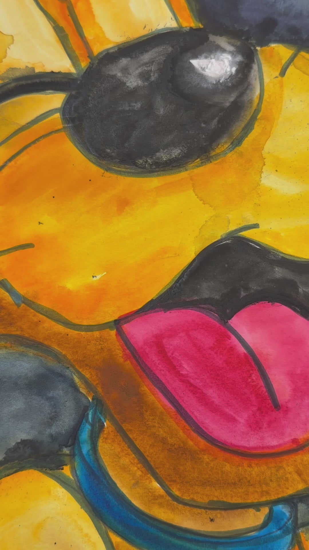 The Orange Dog - ORIGINAL Watercolor ARTWORK - 14x17" (video attached)