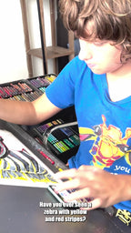 Zebra (yellow & red stripes) - ORIGINAL  14x17”