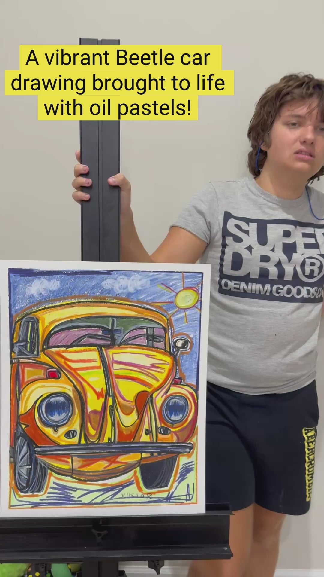 The Beetle - ORIGINAL OIL PASTEL ARTWORK - 16x20” (video attached)