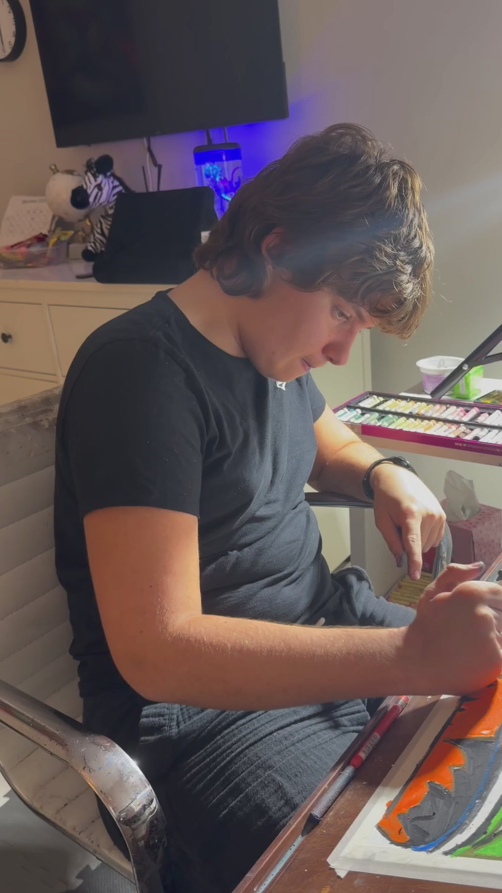 Abstract Gorilla - ORIGINAL OIL PASTEL ARTWORK - 19x24" (video attached)