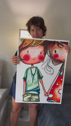 A Secret Crush - ORIGINAL OIL PASTEL ARTWORK - 22x30"