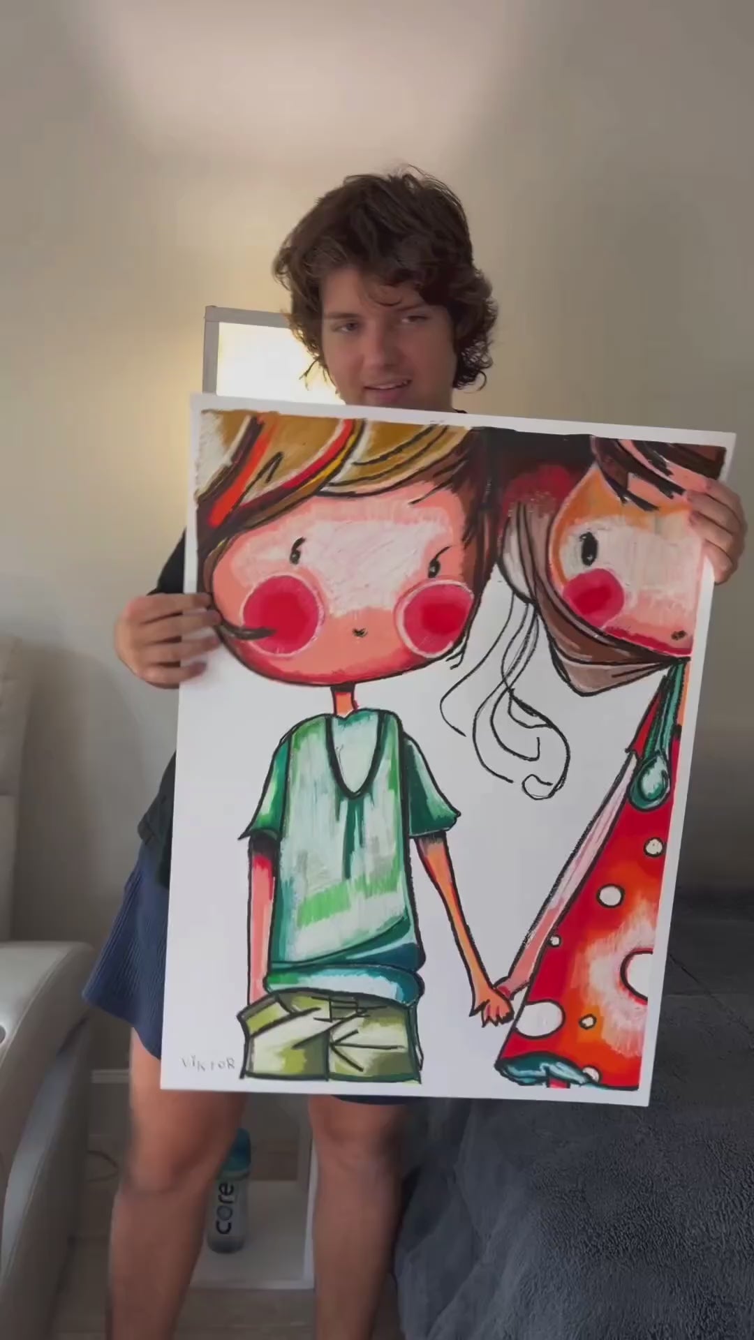A Secret Crush - ORIGINAL OIL PASTEL ARTWORK - 22x30"