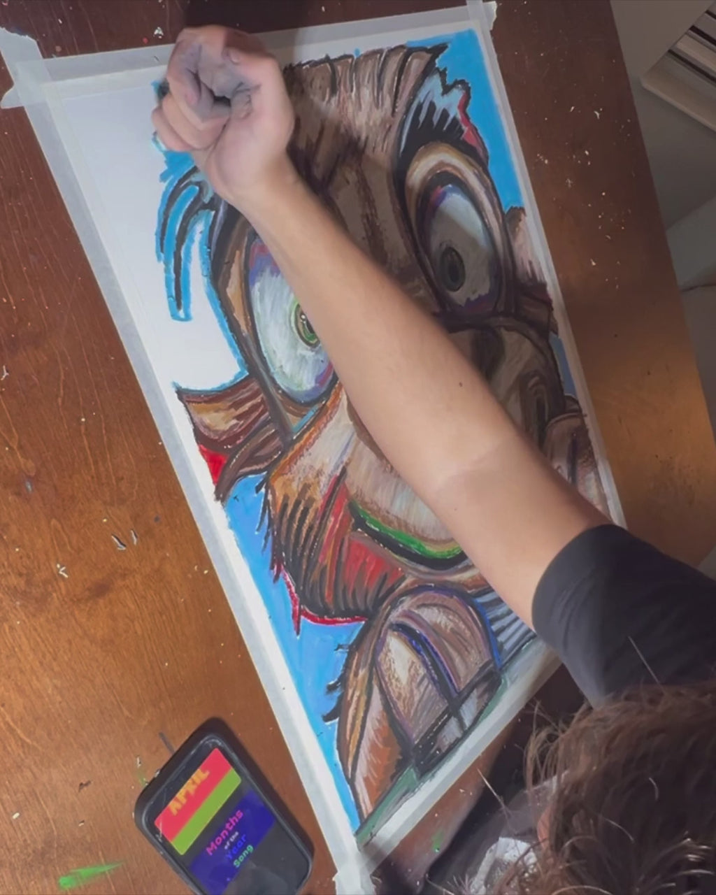 Cute Baby Goat - ORIGINAL OIL PASTEL ARTWORK - 19x24" (video attached)