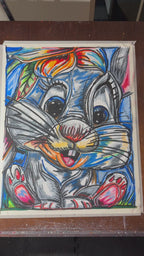 Cute Rabbit - ORIGINAL OIL PASTEL ARTWORK - 19x24" (video attached)