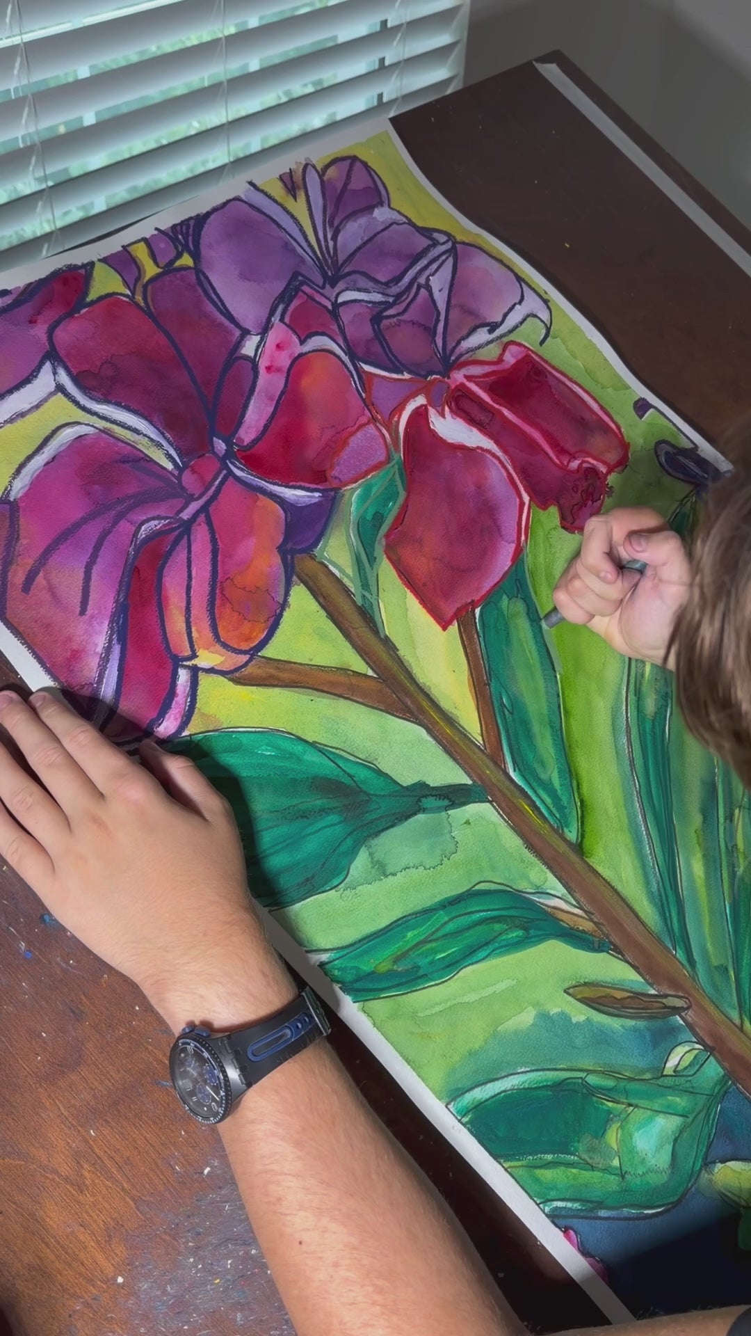 Desert Wild Flowers - ORIGINAL artwork 22x30” (video attached)