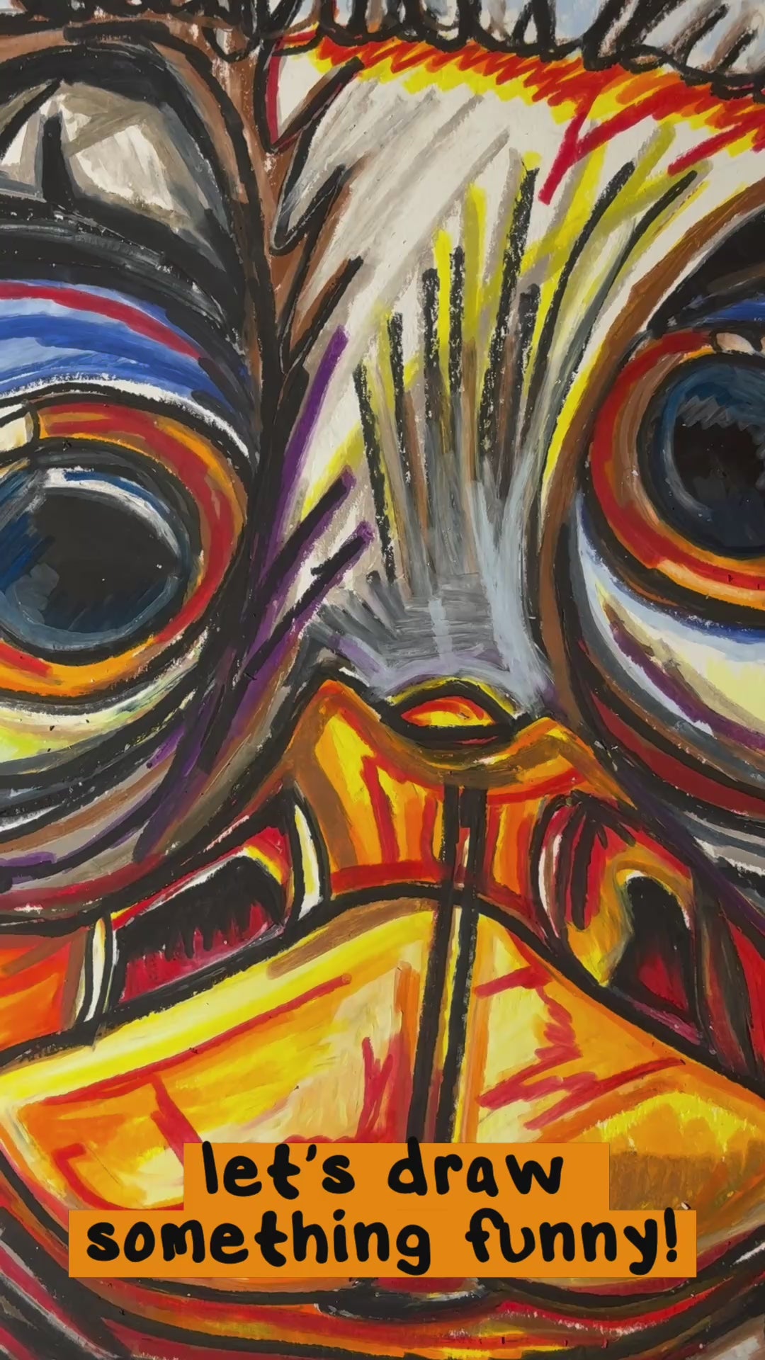 Colorful Ostrich - ORIGINAL OIL PASTEL ARTWORK - 19x24" (video attached)