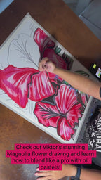 Magnolia - ORIGINAL OIL PASTEL ARTWORK - 19x24"(video attached)
