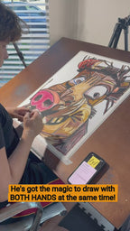 Snuggle Tooth - ORIGINAL OIL PASTEL ARTWORK - 19x24" (video attached)