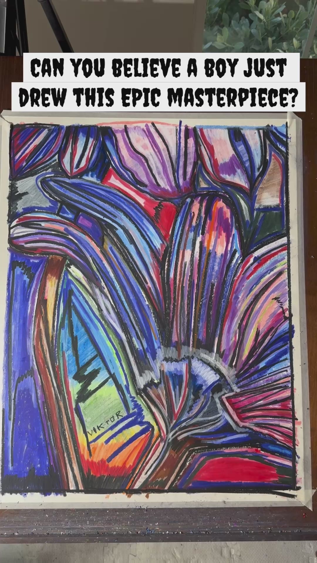 Purple Lily - ORIGINAL OIL PASTEL ARTWORK - 19x24"(video attached)