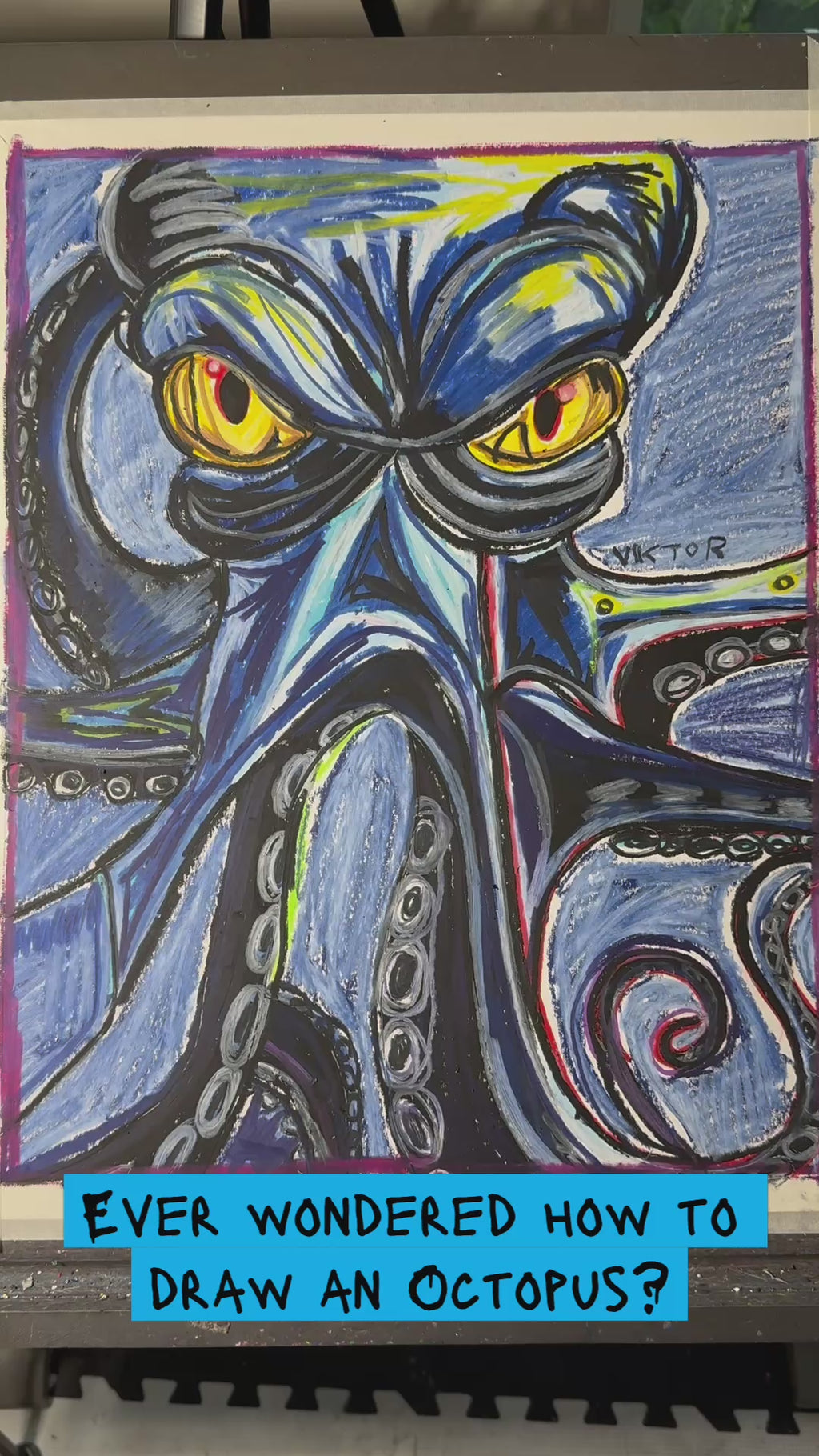 Blue Octopus- ORIGINAL 16x20” (video attached)