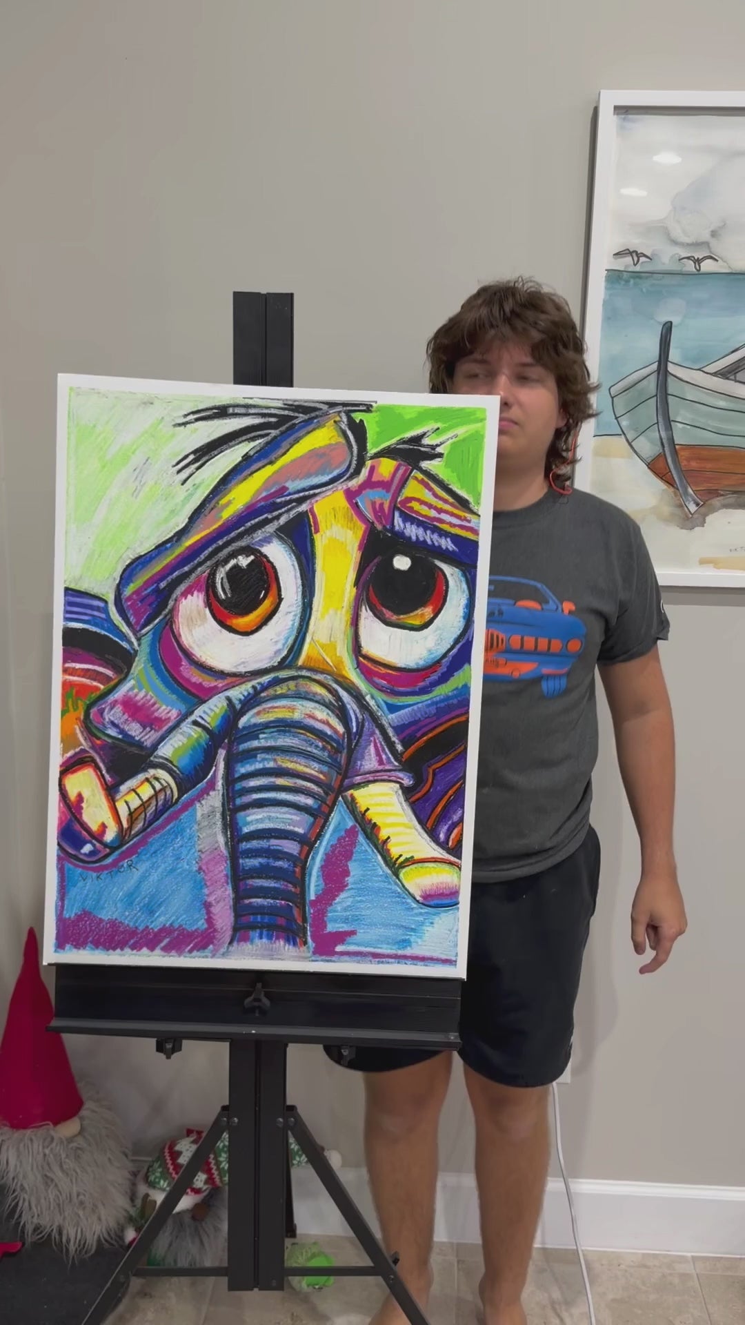 Trunk Tales -  Original oil pastels Artwork - 22x30"
