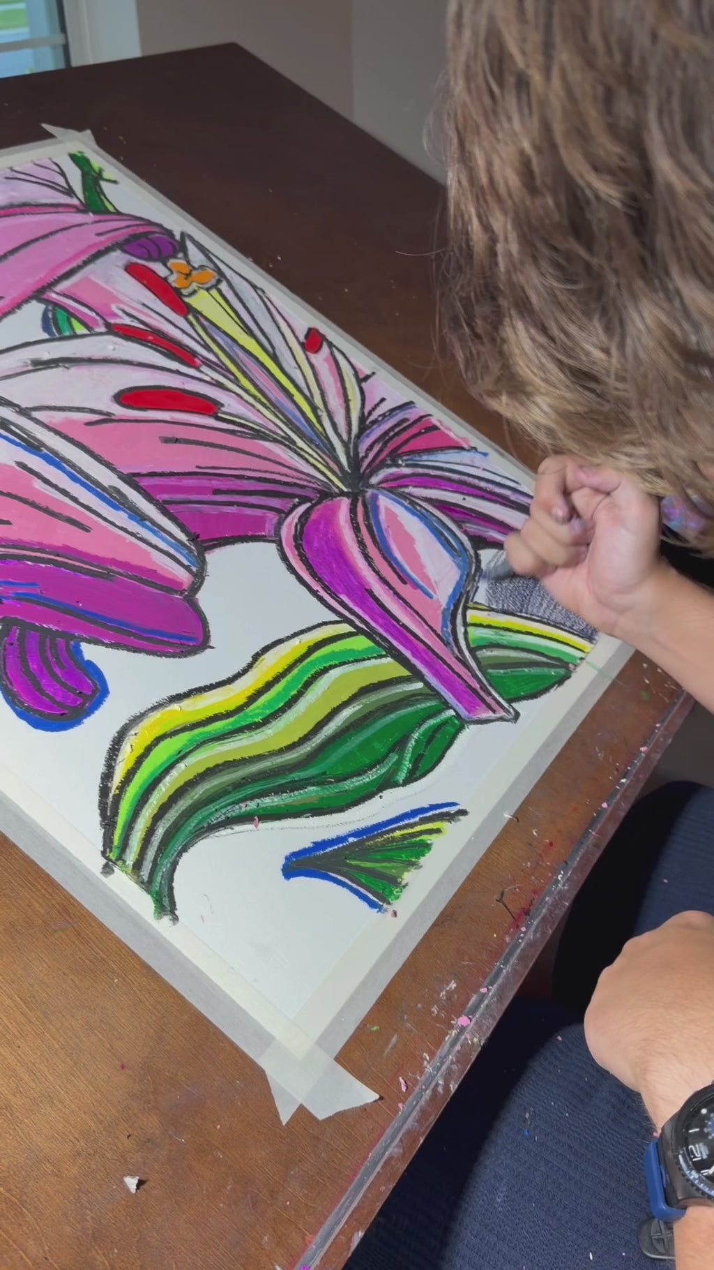 Lily's Whisper - ORIGINAL OIL PASTEL ARTWORK - 19x24" (video attached)