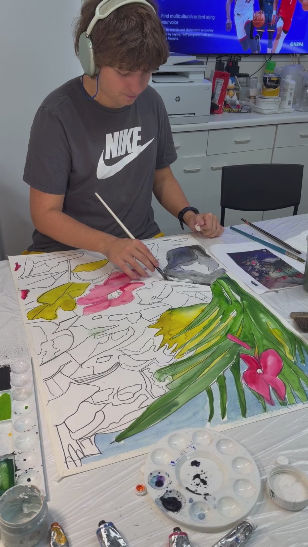 Mountain Stream - ORIGINAL Watercolor artwork 22x30”