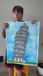 Pisa - ORIGINAL Watercolor artwork 22x30” (video attached)