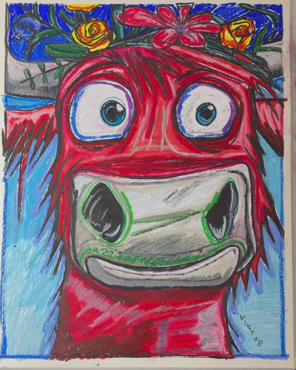 Ruby Rodeo - ORIGINAL OIL PASTEL ARTWORK - 19x24" (video attached)