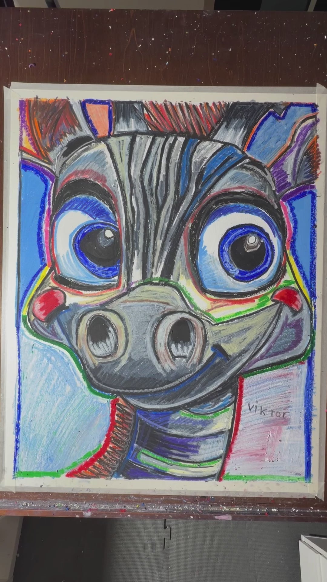 Baby Zebra - ORIGINAL OIL PASTEL ARTWORK - 19x24