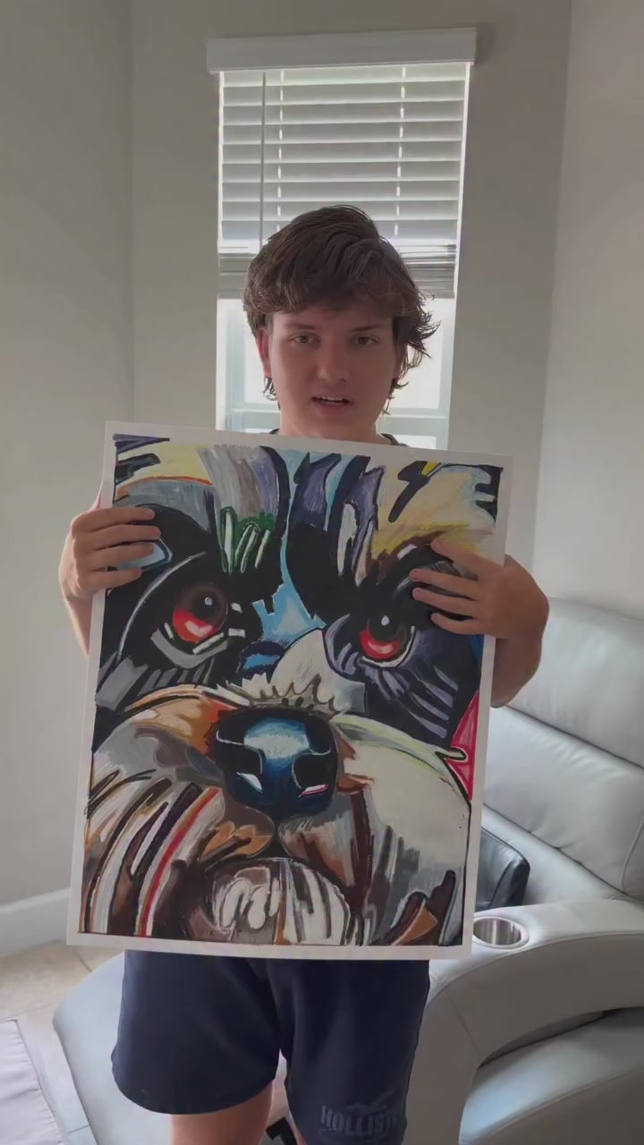 Gizmo  - ORIGINAL OIL PASTEL ARTWORK - 19x24" (video attached)