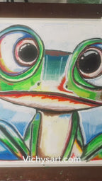 The Frog Prince  - ORIGINAL OIL PASTEL ARTWORK - 19x24" (video attached)