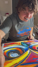 Vibrant Nocturnal Majesty - Original oil pastels artwork 19x24” (video attached)