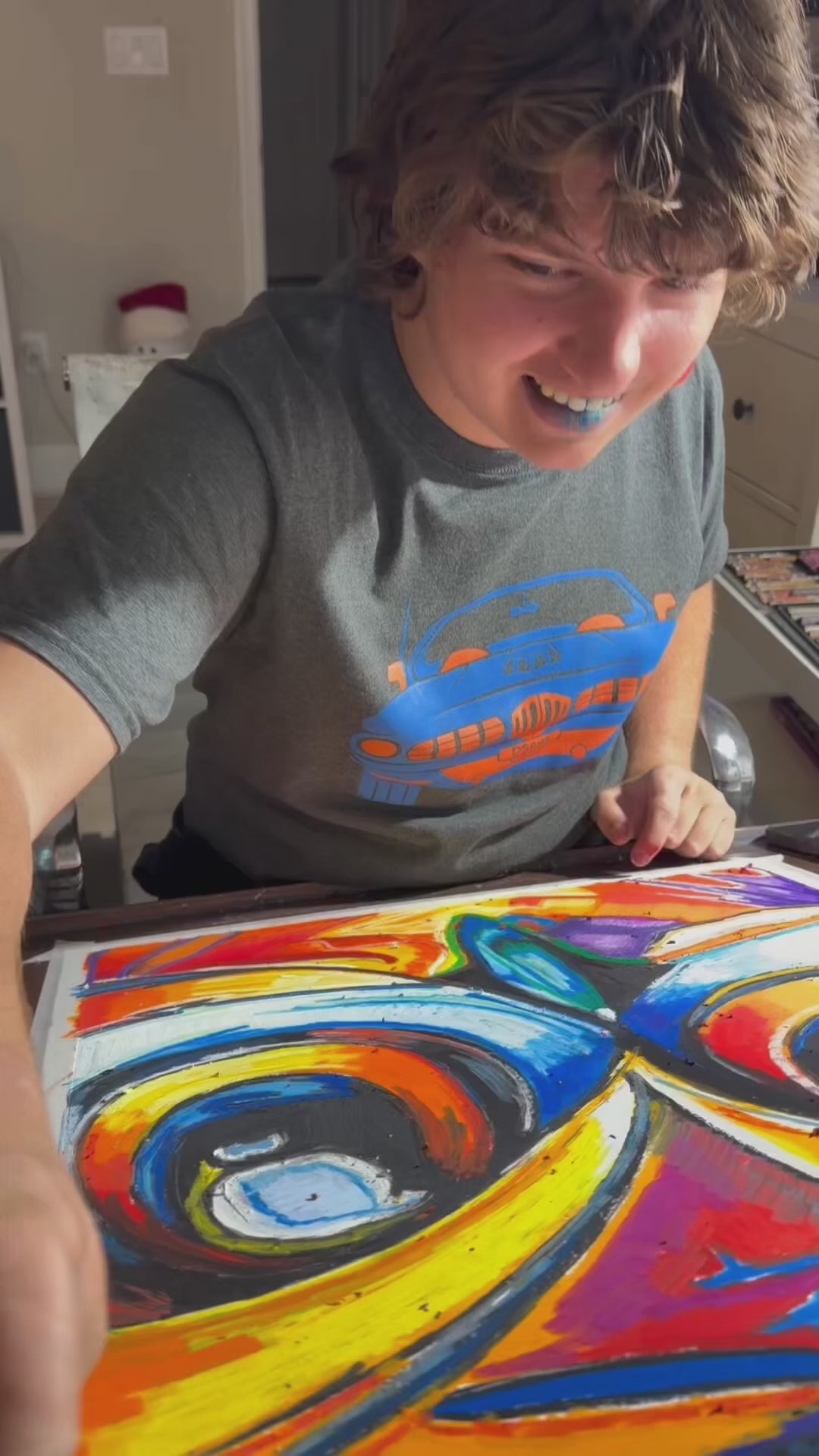 Vibrant Nocturnal Majesty - Original oil pastels artwork 19x24” (video attached)