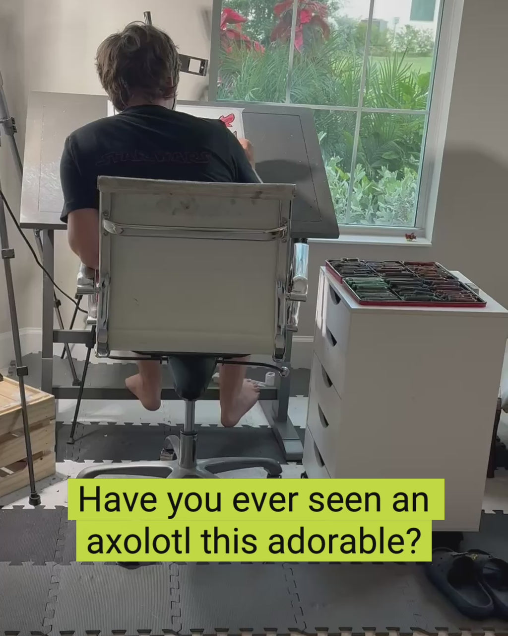 Axolotl - ORIGINAL OIL PASTEL ARTWORK - 16x20” (video attached)