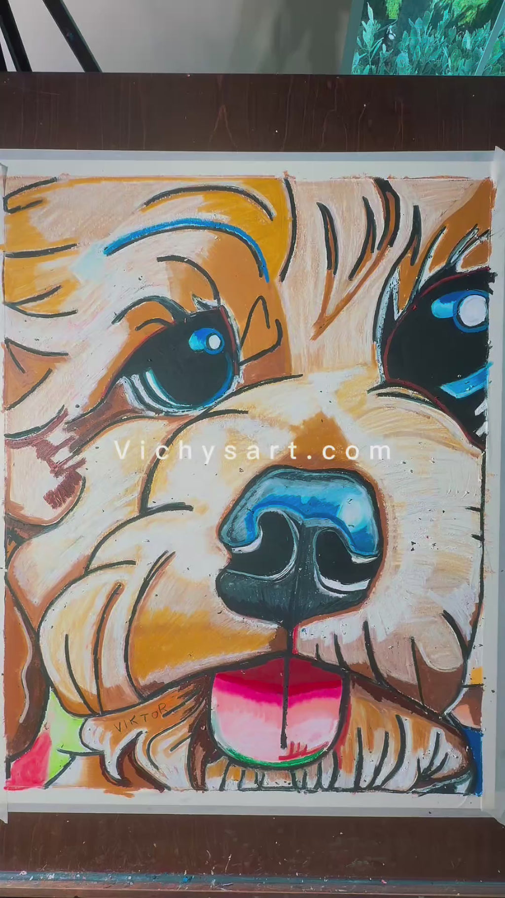Buttercup Buddy - ORIGINAL OIL PASTEL ARTWORK - 19x24" (video attached)