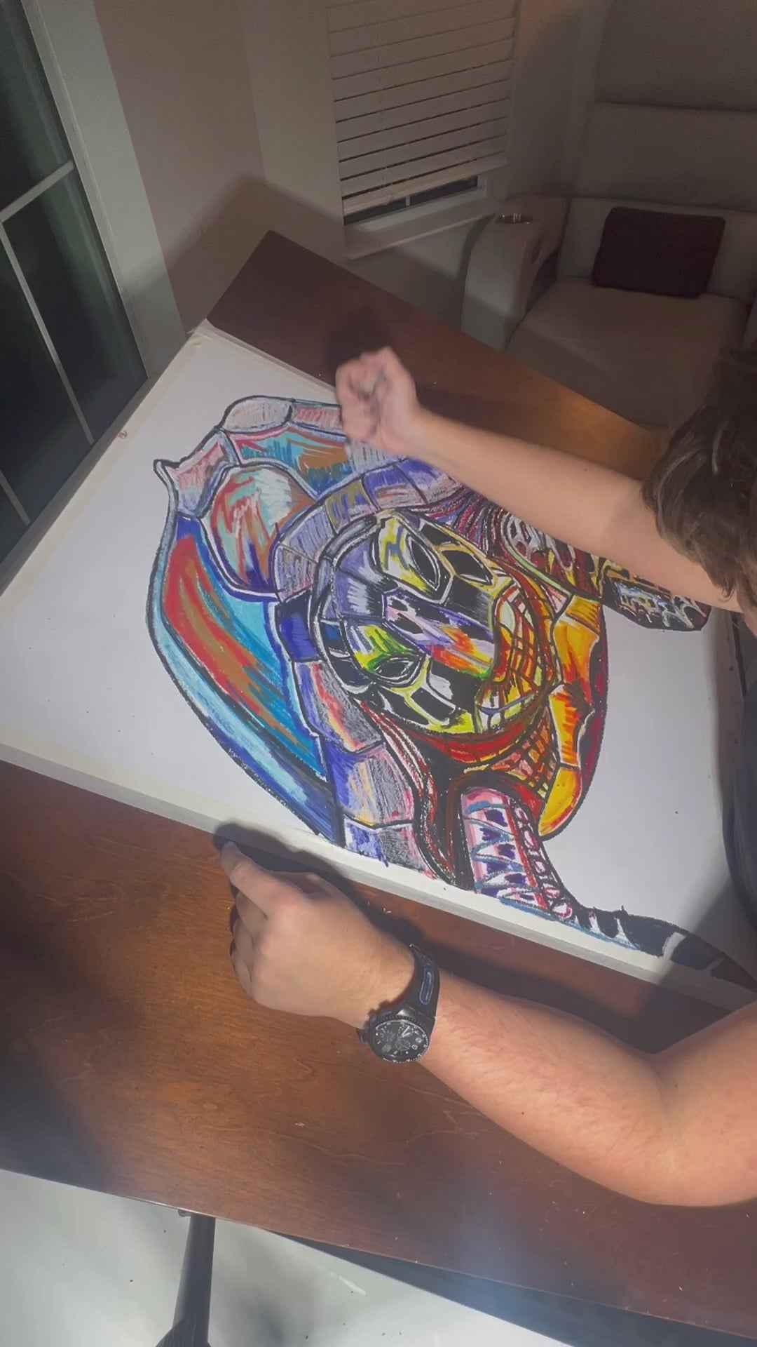 Sea Turtle's Solace - ORIGINAL OIL PASTEL ARTWORK - 22x30" (video attached)