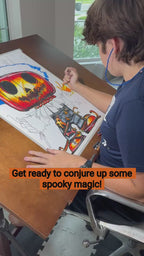 Scary Scarecrow - ORIGINAL OIL PASTEL ARTWORK - 19x24" (video attached)