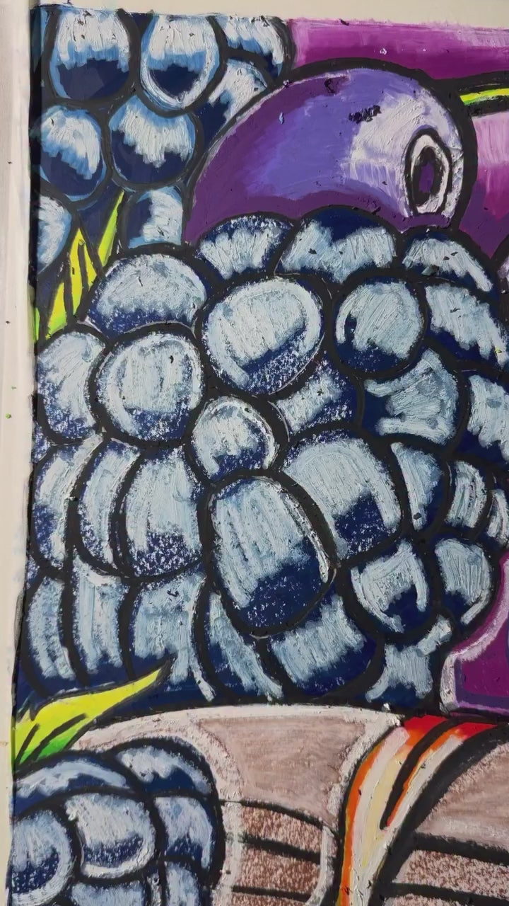 Wild Harvest - ORIGINAL OIL PASTEL ARTWORK - 19x24" (video attached)