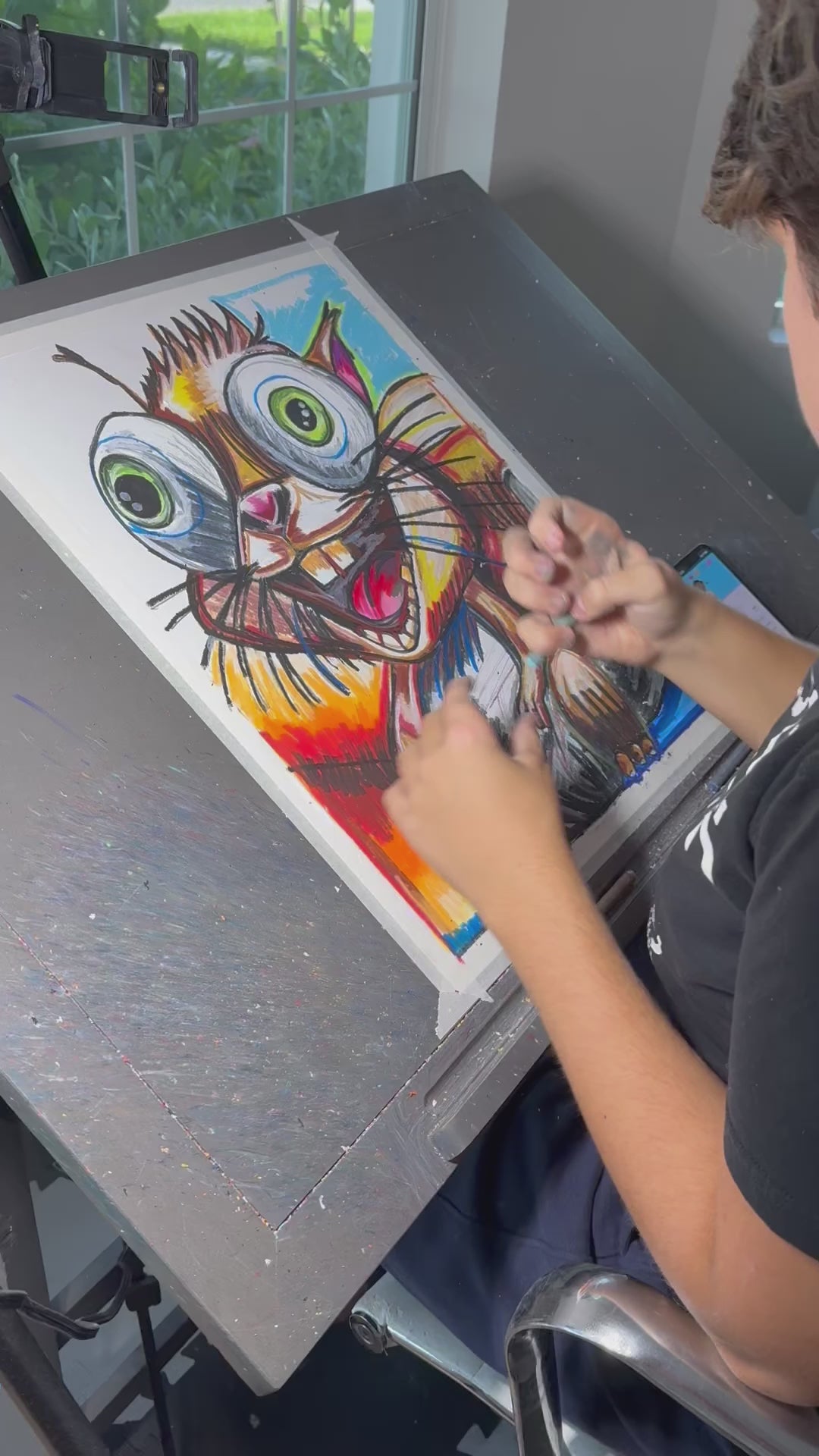 Squirrel - ORIGINAL OIL PASTEL ARTWORK - 16x20" (video attached)