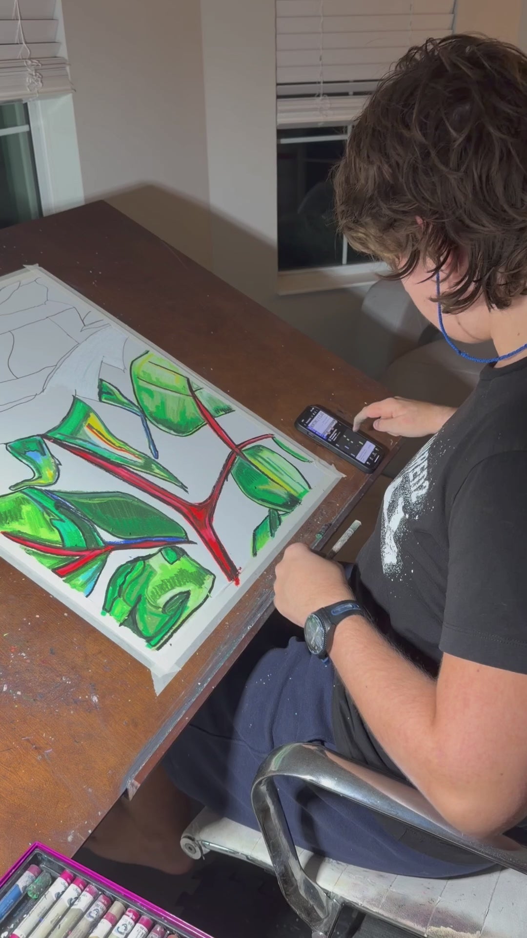 Bourbon Rose - ORIGINAL OIL PASTEL ARTWORK - 19x24" (video attached)