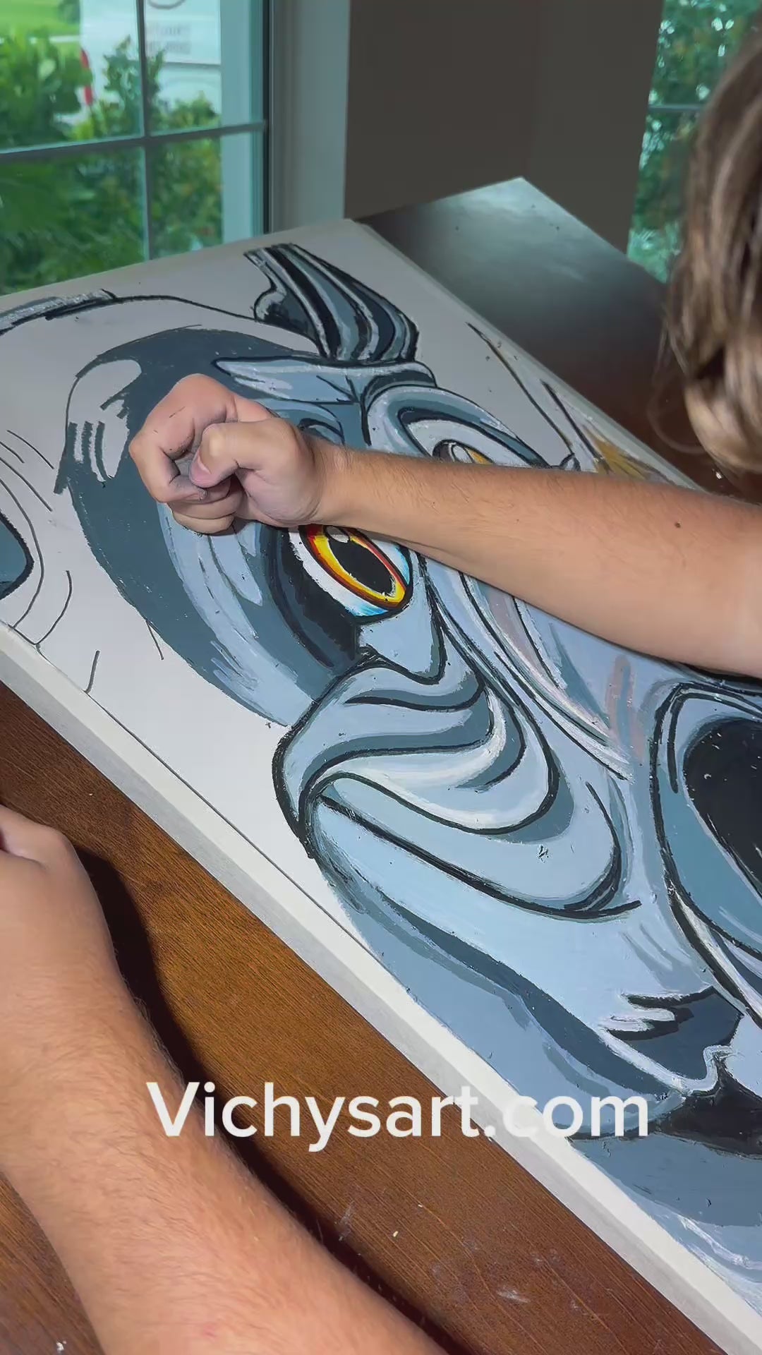 One Horned Wonder - ORIGINAL OIL PASTEL ARTWORK - 22x30" (see the video)