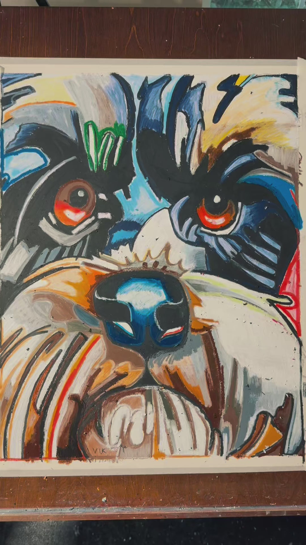 Gizmo  - ORIGINAL OIL PASTEL ARTWORK - 19x24" (video attached)